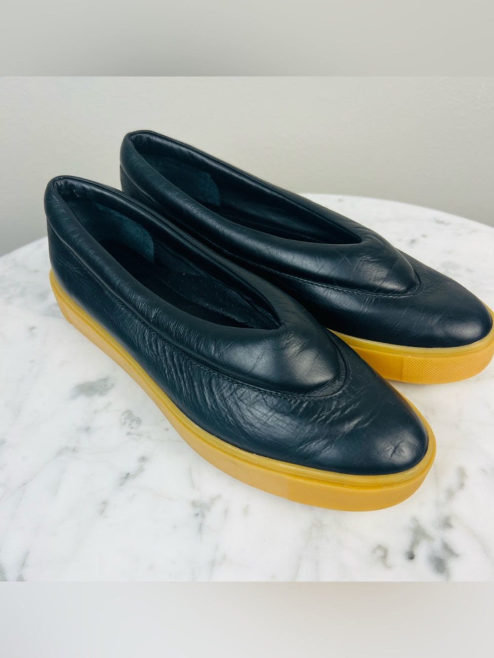 Beklina Margo Sneaker Flats – Black Leather with Gum Sole – Size 10 - Picture 3 of 14